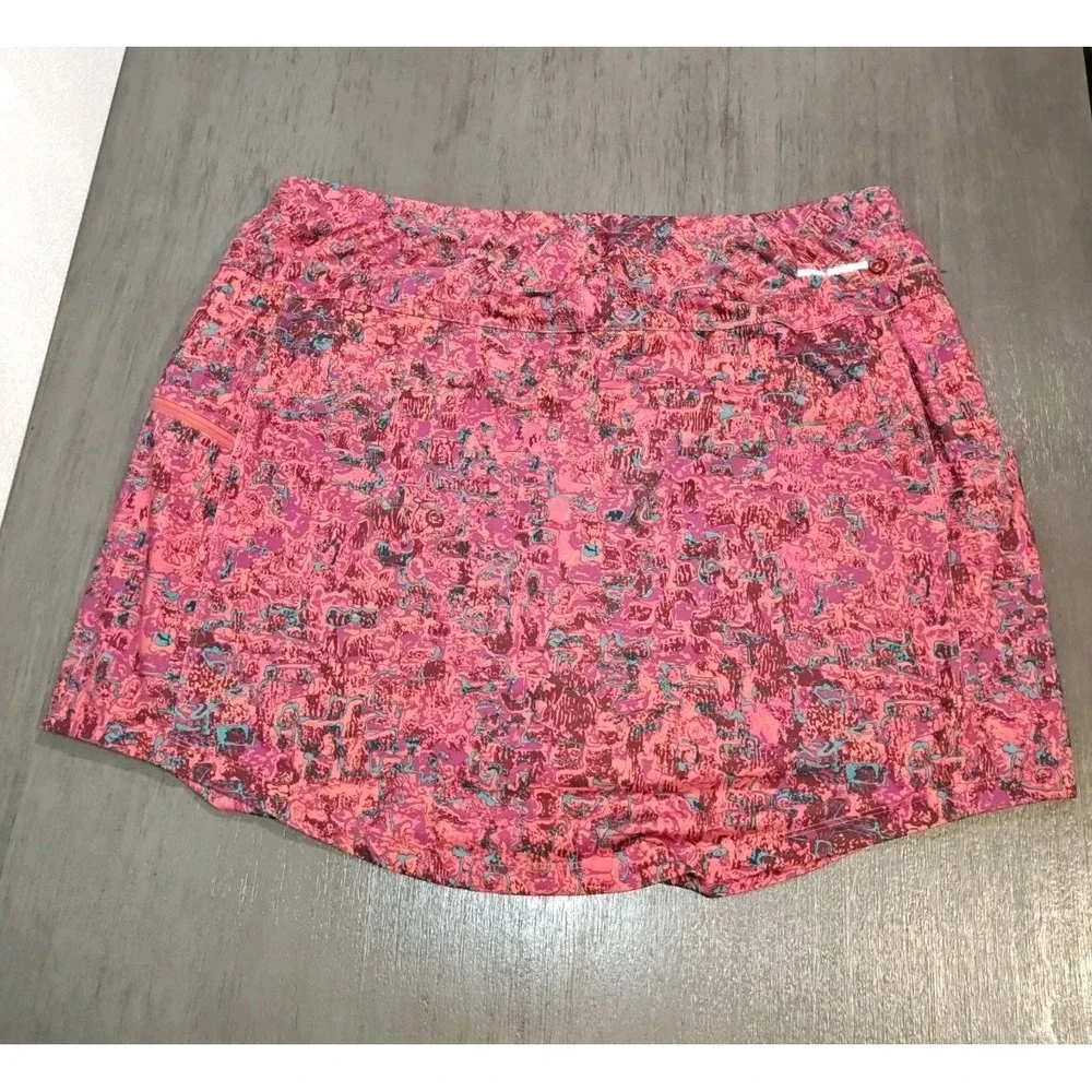 Royal Robbins Woman's XL Trim Fit Skort Pink Print Outdoor Hiking & Golfing